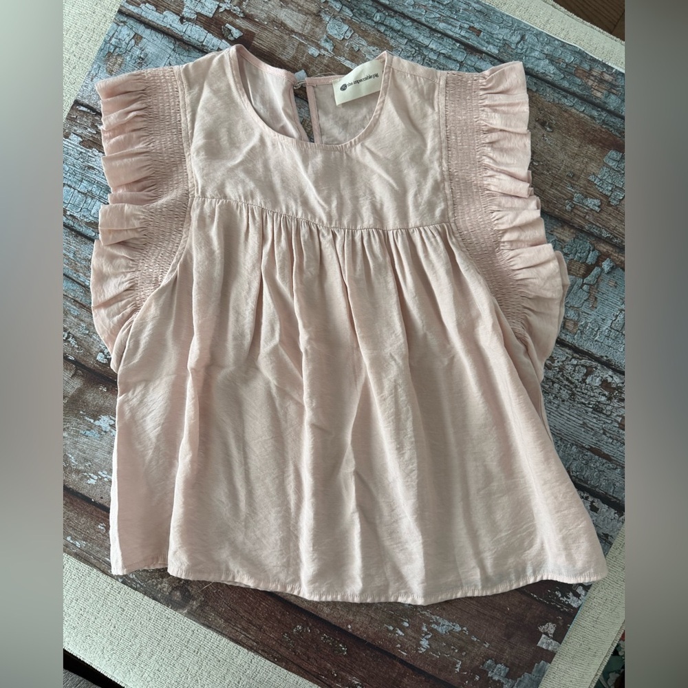 The Impeccable Pig Blush Ruffle Sleeve Blouse